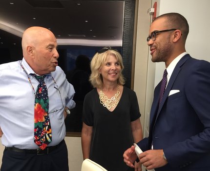 2017 IRTS Summer Fellow Jackson Kurtz & his sponsor, Richard Leibner, with Joyce Tudryn of IRTS, at United Talent Agency (UTA)